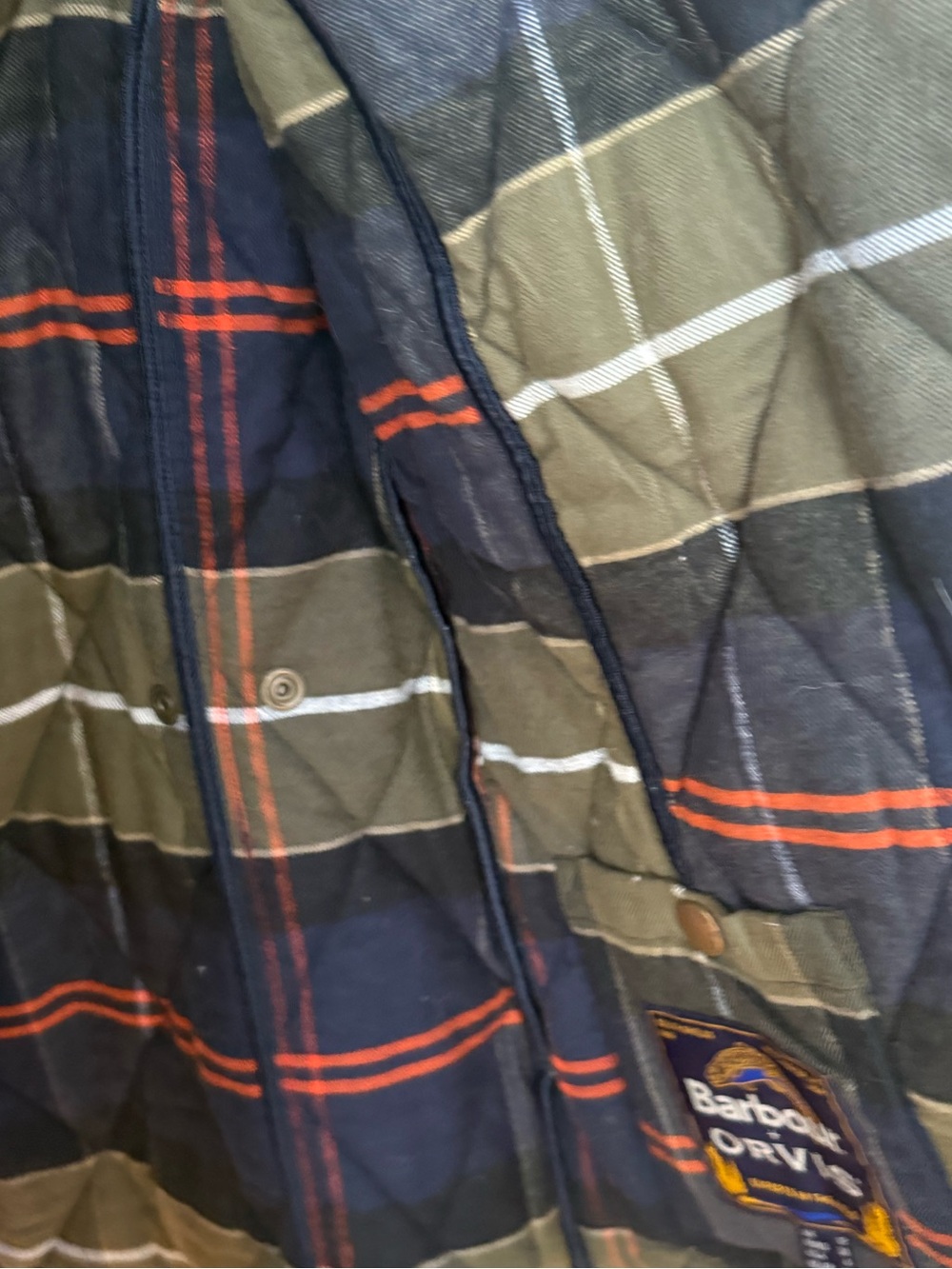This Barbour × Orvis Hubbard quilted jacket navy w/classic plaid NWOT SZ 8 - Picture 4 of 10